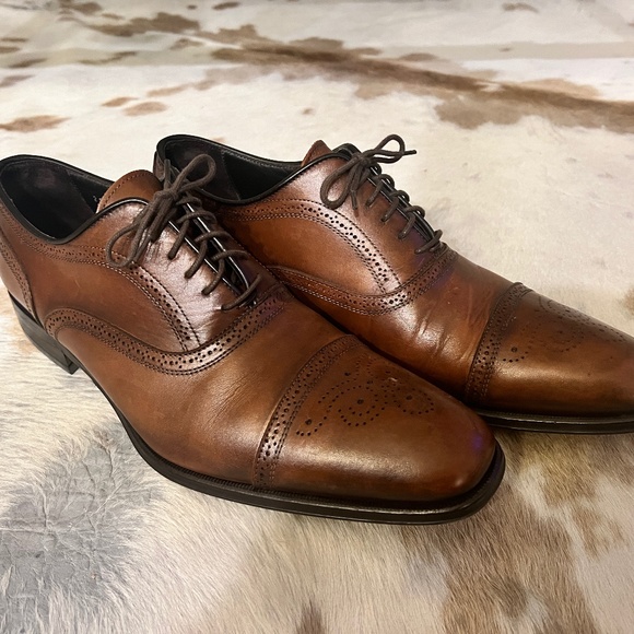 To Boot New York Connors Dark Brown Medallion Cap Toe Dress Shoes 10 1/2 - Picture 1 of 13